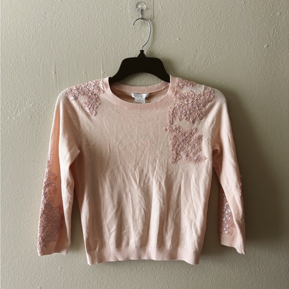 Jenny Yoo Blush Floral Knit Top